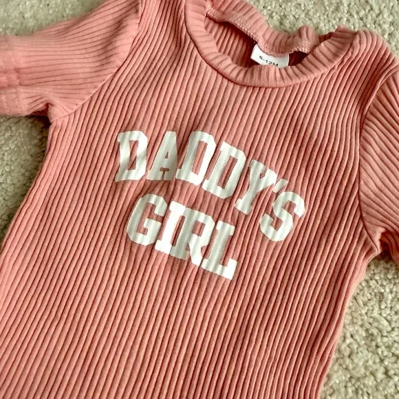 Kids Ribbed 'Daddy's Girl' Matching Set - Pink - Picture 4 of 6